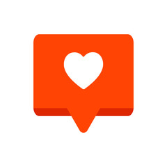Social media heart like speech bubble icon. Communication, favorite, feedback concepts. Flat modern vector design isolated illustration.