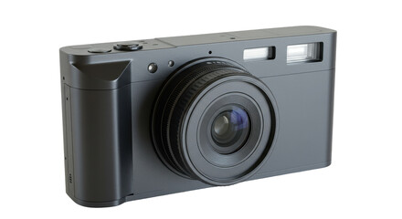 Isolated Sleek Modern Dark Gray Digital Camera