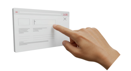 Isolated Hand Interacting with Browser Window Virtual Touch