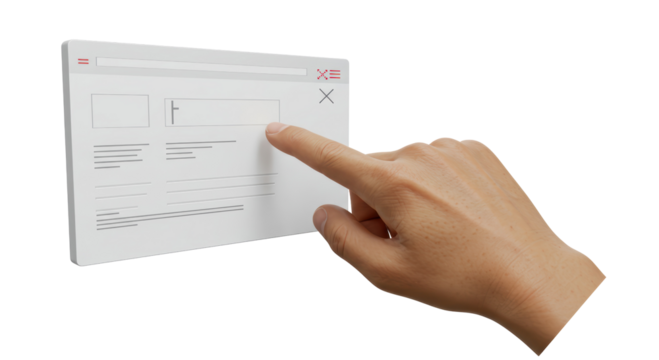 Isolated Hand Interacting with Browser Window Virtual Touch