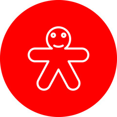 Ginger Bread Vector Line White Circle Red Icon Design