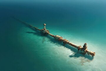 Naklejka premium Underwater Pipeline System Surrounded by Clear Turquoise Water