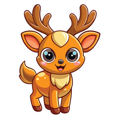 Cute cartoon deer with large eyes and antlers (1)