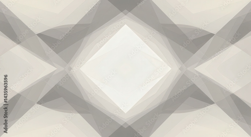 Poster Symmetrical Diamond Composition with Overlapping Translucent Geometric Shapes in Soft Grayscale