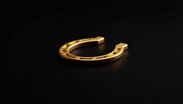 Golden horseshoe on a black background symbolizing luck and prosperity