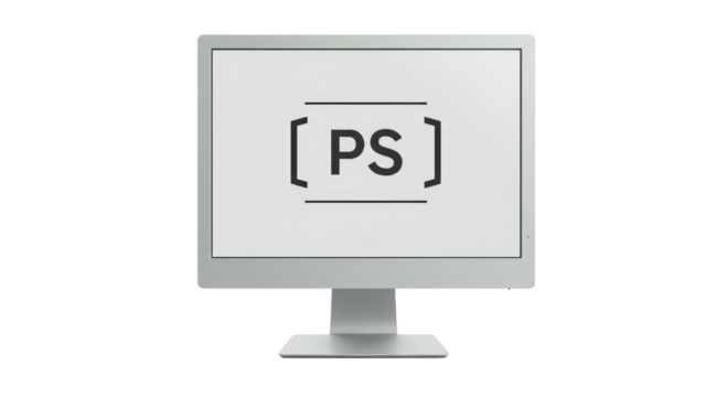Isolated Computer Monitor Displaying PS Logo