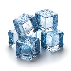 Pile of ice cubes isolated on white background