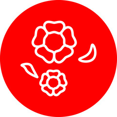 Sakura Vector Line White Circle Red Icon Design