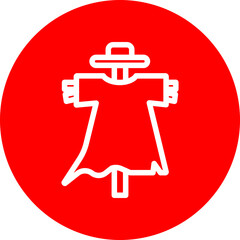 Scarycrow Vector Line White Circle Red Icon Design