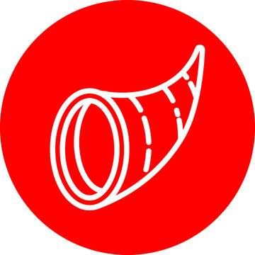 Cornocopia Vector Line White Circle Red Icon Design