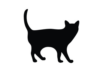 Set of cats silhouette in different poses. Hand drawn black cats isolated on white background. Vector illustration. best logo designs.