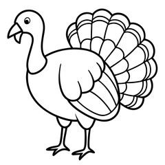 Stylized Turkey Line Art Graphic