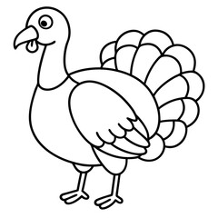Stylized Turkey Line Art Graphic