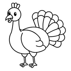 Stylized Turkey Line Art Graphic