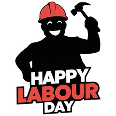 Happy labour day with lettering vector icon.