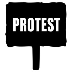 Black protest sign or placard icon vector illustration.