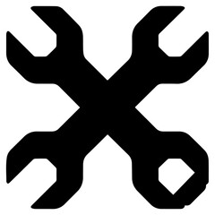 Black wrench icon vector.