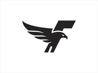 Naklejka premium A bold, stylized logo featuring an eagle's head and wings, with red wings symbolizing strength and freedom.