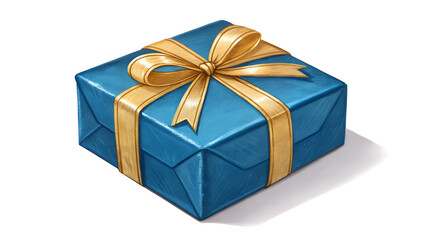 Fototapeta premium Gift of Joy: A beautifully wrapped gift, adorned with a golden bow, presents a delightful sense of anticipation and celebration. The box is perfectly poised, as if ready to bestow a moment of joy.
