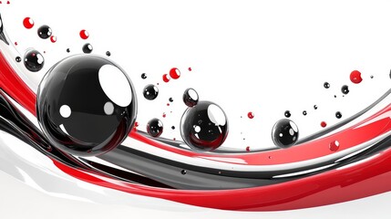 Obraz premium Abstract Geometric Shapes in Red, Black, and White