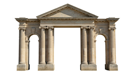 Isolated Ornate Stone Archway with Columns