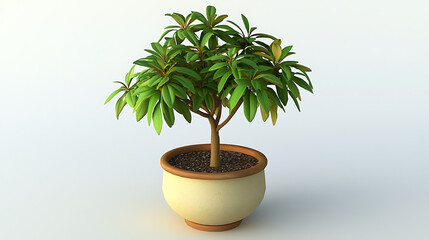 Fototapeta premium A small potted plant sits in a white ceramic pot