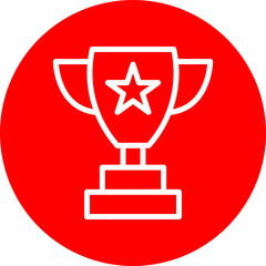 Parade Trophy Vector Line White Circle Red Icon Design