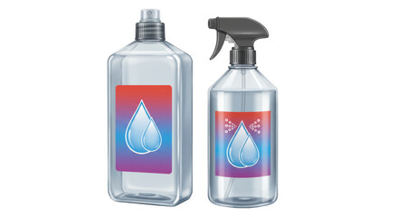 Fototapeta premium Isolated Set of Clear Spray Bottles with Graphic Labels