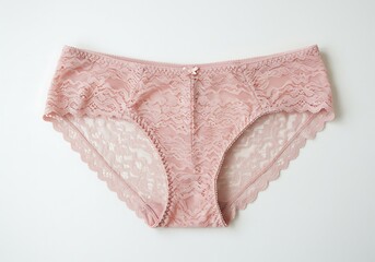 Pink lace panties isolated on white background