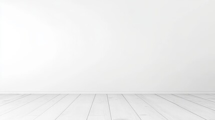 Empty White Room with Wooden Floor - Minimalist Interior