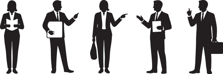 Silhouette Businesspeople Communicating and Presenting