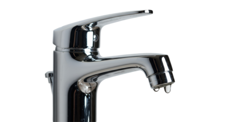 Isolated Chrome Faucet with Dripping Water