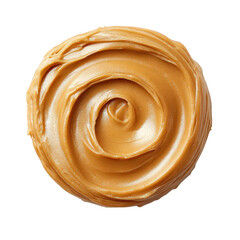 smooth. creamy swirl of peanut butter. showcasing its rich. golden-brown color and velvety texture this food item is often used as a spread. dip. or ingredient in various recipes. appealing to both sa