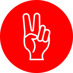 Luminous Victory Vector Line White Circle Red Icon Design