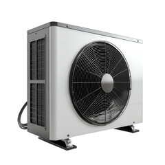 an outdoor unit of an air conditioning system. showcasing a large fan and a compact design. typically used for cooling indoor spaces its purpose is to provide efficient temperature control and improve