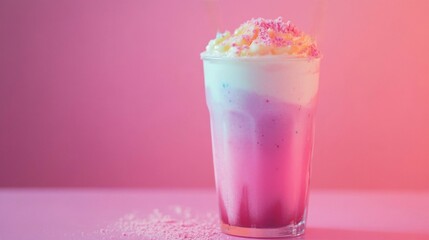 Pink and Purple Layered Milkshake with Whipped Cream