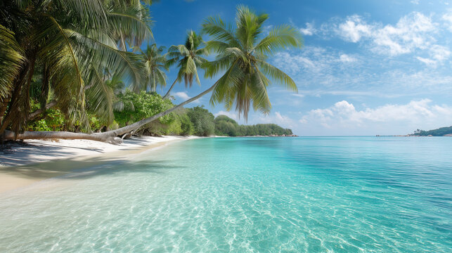  A sunny tropical beach scene ideal for travel ads, summer campaigns, and vacation posters.
