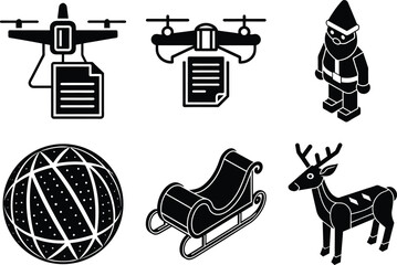 Naklejka premium A black vector set illustration features musical instrument icons in a vintage sketch design