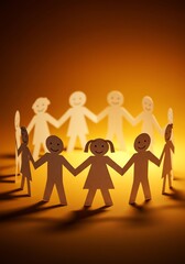 Paper People Holding Hands in a Circle Symbolizing Unity and Connection