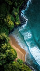 Beautiful tropical beach with turquoise waters and lush greenery in a serene coastal landscape