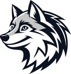 Wolf Mascot Face Emblem | Flat Vector Illustration Logo Icon | Fierce Animal Clipart | Isolated on White Background