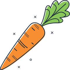 Carrot Line Art Flat Vector Illustration | Cartoon Style Logo Icon | Minimalist Clipart | Isolated on White Background