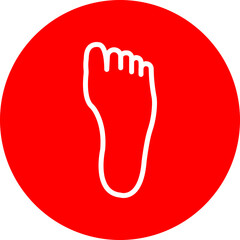 Feet Vector Line White Circle Red Icon Design