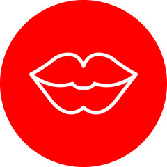 Lips Vector Line White Circle Red Icon Design
