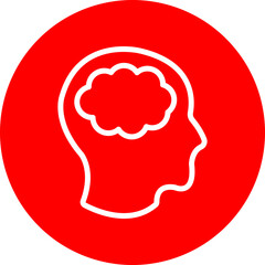 Forehead Vector Line White Circle Red Icon Design