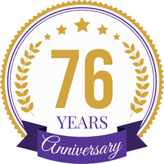 Logo 76 Years Anniversary Celebration Design Template.