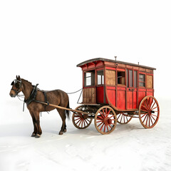 Fototapeta premium Horse carriage with horse isolated on white background