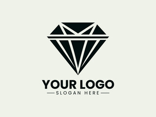 Minimalist Diamond Outline Vector Illustration, Simple Black Diamond Silhouette Vector Logo