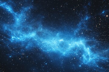 Stunning cosmic view of vibrant blue nebula illuminated by distant stars in deep space