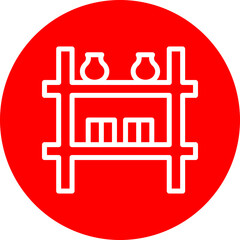 Wall Shelf Vector Line White Circle Red